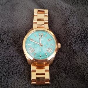 SOLD! Fossil Rose Gold Band Turquoise Teal Face Women's Watch AM4540